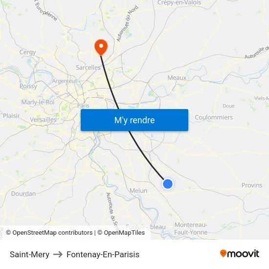 Saint-Mery to Fontenay-En-Parisis map
