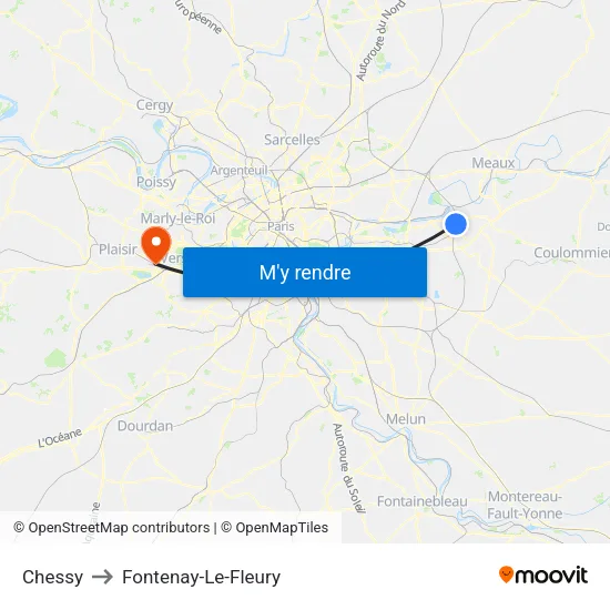 Chessy to Fontenay-Le-Fleury map