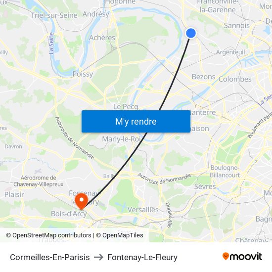 Cormeilles-En-Parisis to Fontenay-Le-Fleury map