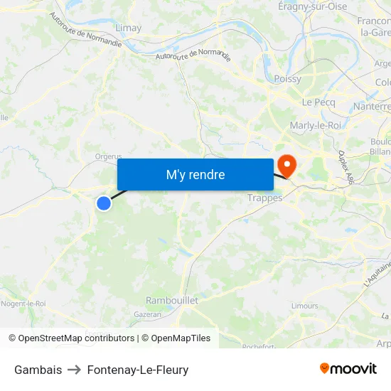 Gambais to Fontenay-Le-Fleury map