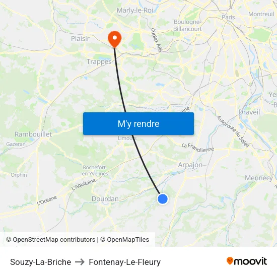 Souzy-La-Briche to Fontenay-Le-Fleury map