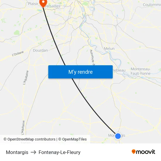 Montargis to Fontenay-Le-Fleury map