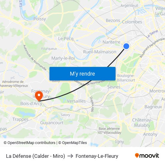 La Défense (Calder - Miro) to Fontenay-Le-Fleury map