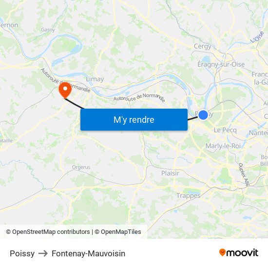 Poissy to Fontenay-Mauvoisin map