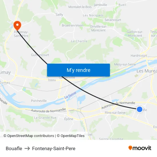 Bouafle to Fontenay-Saint-Pere map