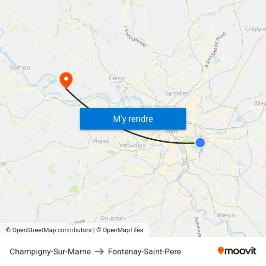 Champigny-Sur-Marne to Fontenay-Saint-Pere map