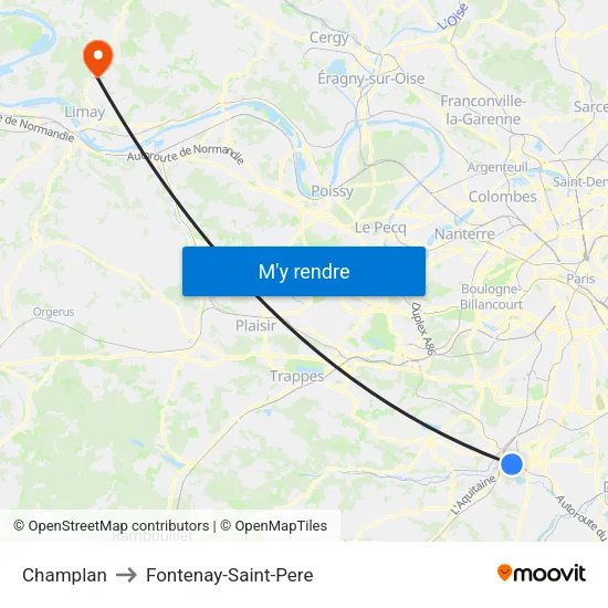 Champlan to Fontenay-Saint-Pere map