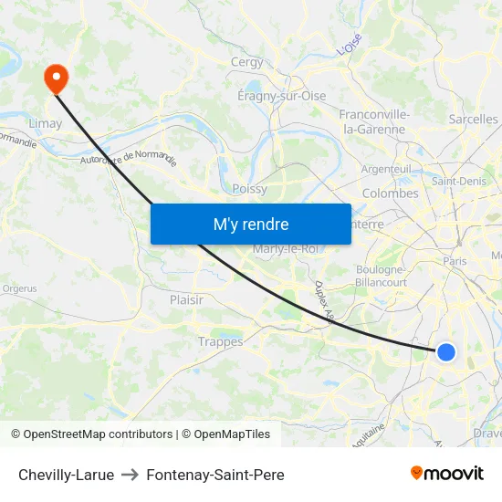 Chevilly-Larue to Fontenay-Saint-Pere map