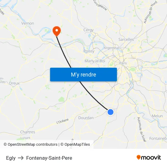 Egly to Fontenay-Saint-Pere map