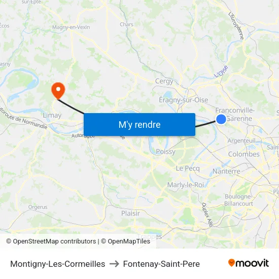 Montigny-Les-Cormeilles to Fontenay-Saint-Pere map