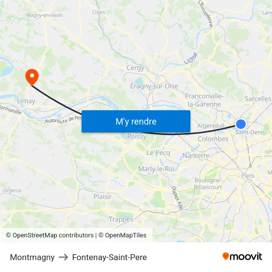 Montmagny to Fontenay-Saint-Pere map