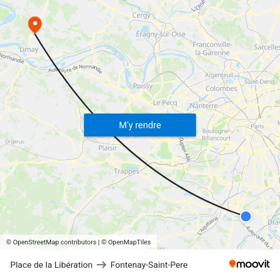 Place de la Libération to Fontenay-Saint-Pere map