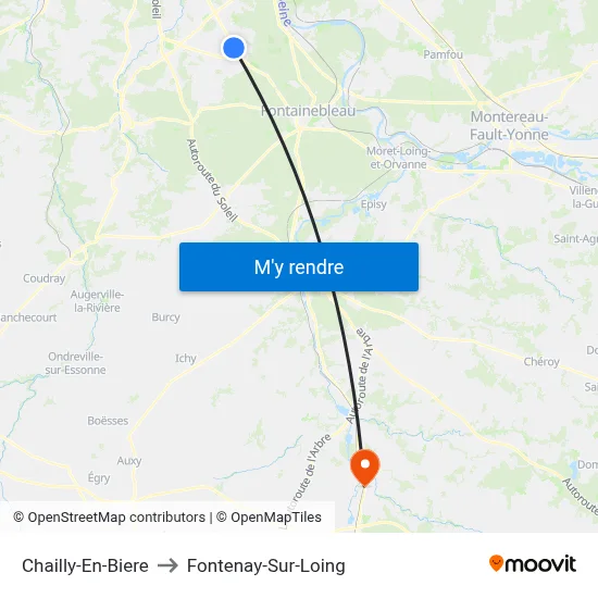 Chailly-En-Biere to Fontenay-Sur-Loing map