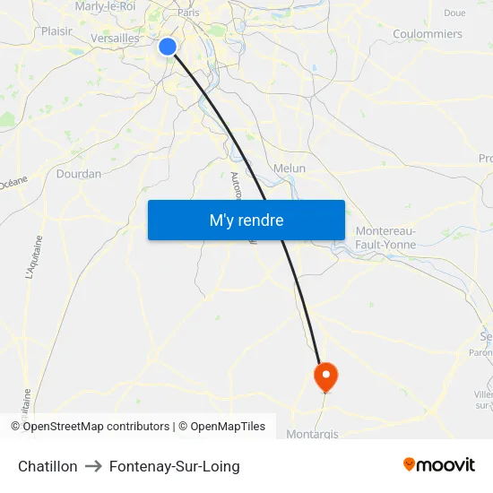 Chatillon to Fontenay-Sur-Loing map