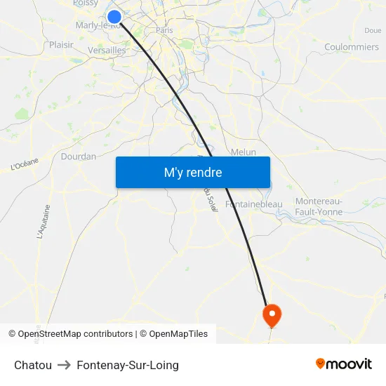 Chatou to Fontenay-Sur-Loing map