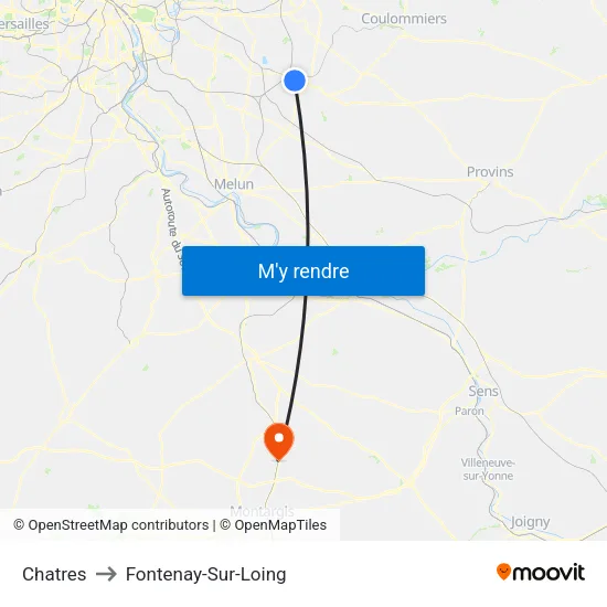 Chatres to Fontenay-Sur-Loing map