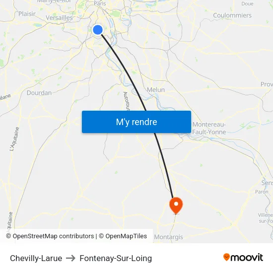 Chevilly-Larue to Fontenay-Sur-Loing map