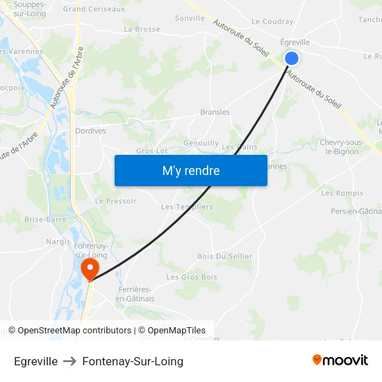 Egreville to Fontenay-Sur-Loing map