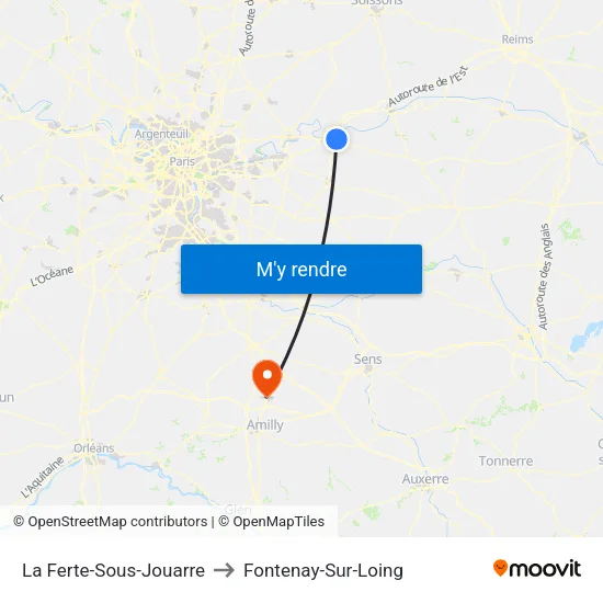 La Ferte-Sous-Jouarre to Fontenay-Sur-Loing map
