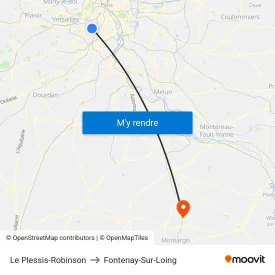 Le Plessis-Robinson to Fontenay-Sur-Loing map