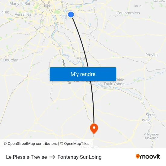 Le Plessis-Trevise to Fontenay-Sur-Loing map