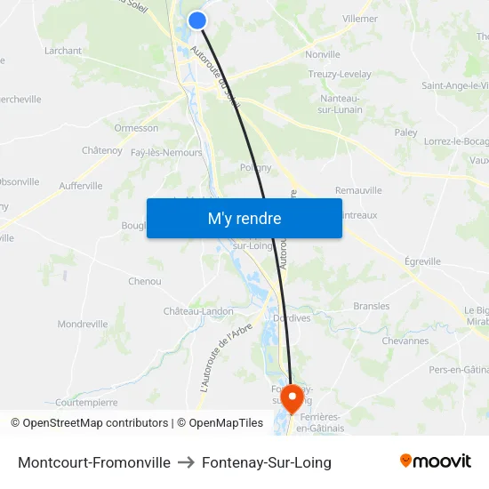 Montcourt-Fromonville to Fontenay-Sur-Loing map