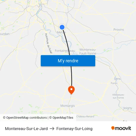 Montereau-Sur-Le-Jard to Fontenay-Sur-Loing map