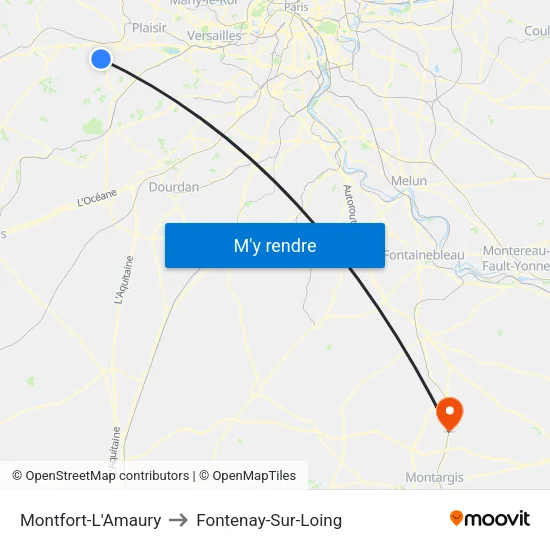 Montfort-L'Amaury to Fontenay-Sur-Loing map