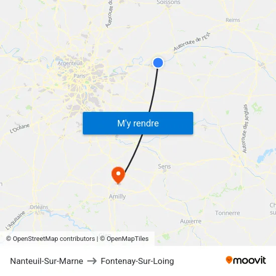 Nanteuil-Sur-Marne to Fontenay-Sur-Loing map