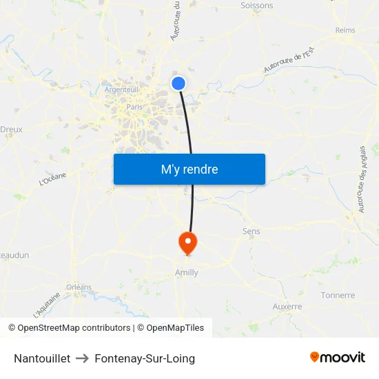 Nantouillet to Fontenay-Sur-Loing map