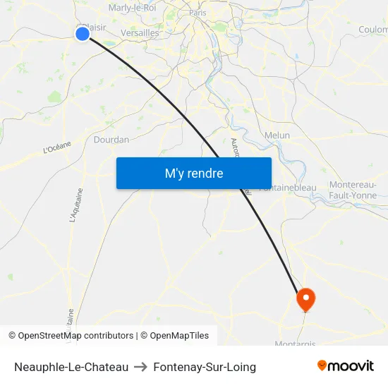 Neauphle-Le-Chateau to Fontenay-Sur-Loing map