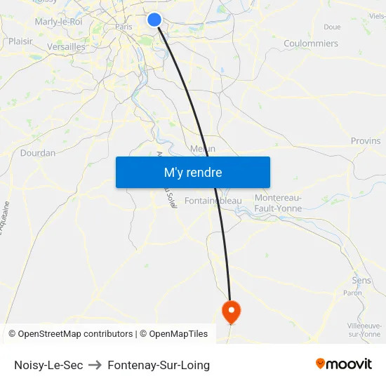 Noisy-Le-Sec to Fontenay-Sur-Loing map