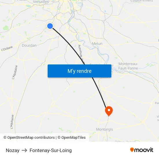 Nozay to Fontenay-Sur-Loing map