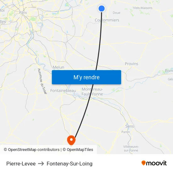Pierre-Levee to Fontenay-Sur-Loing map