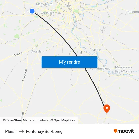 Plaisir to Fontenay-Sur-Loing map