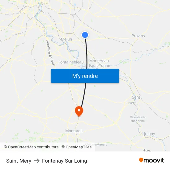 Saint-Mery to Fontenay-Sur-Loing map