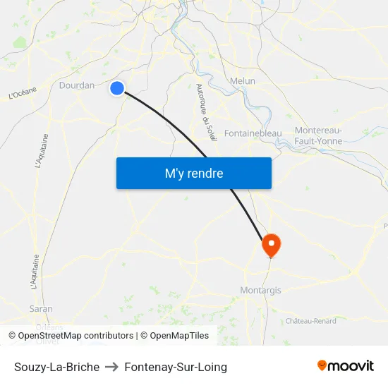 Souzy-La-Briche to Fontenay-Sur-Loing map