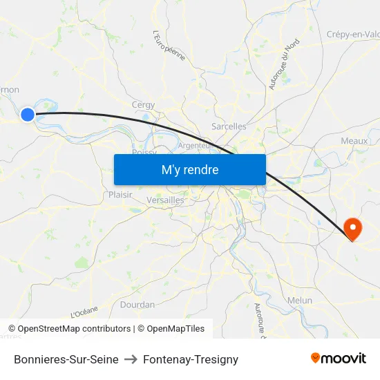 Bonnieres-Sur-Seine to Fontenay-Tresigny map