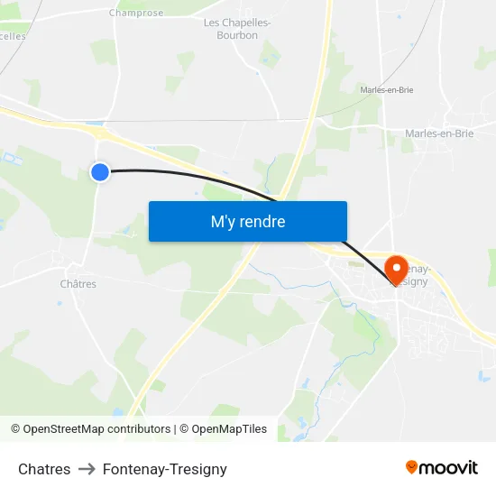 Chatres to Fontenay-Tresigny map