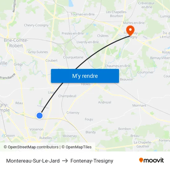Montereau-Sur-Le-Jard to Fontenay-Tresigny map
