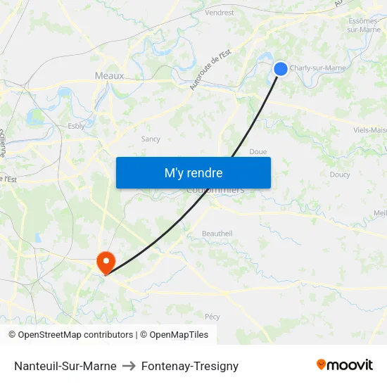 Nanteuil-Sur-Marne to Fontenay-Tresigny map
