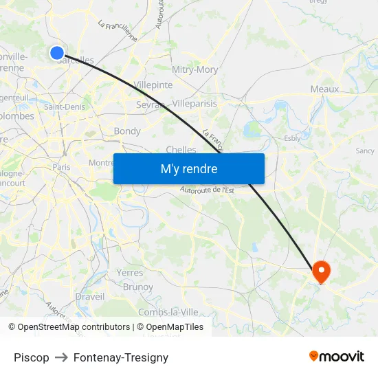 Piscop to Fontenay-Tresigny map