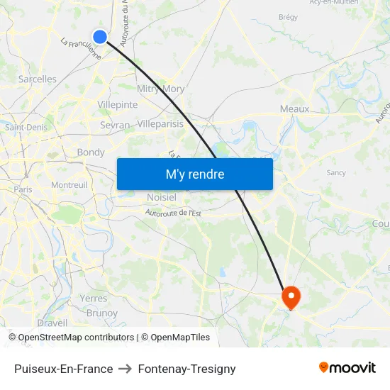 Puiseux-En-France to Fontenay-Tresigny map