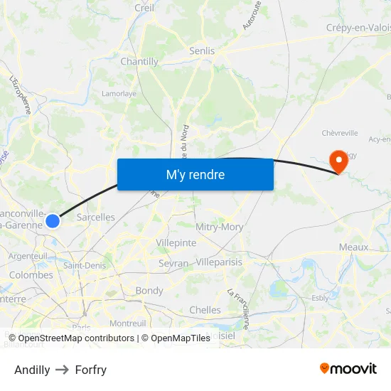 Andilly to Forfry map