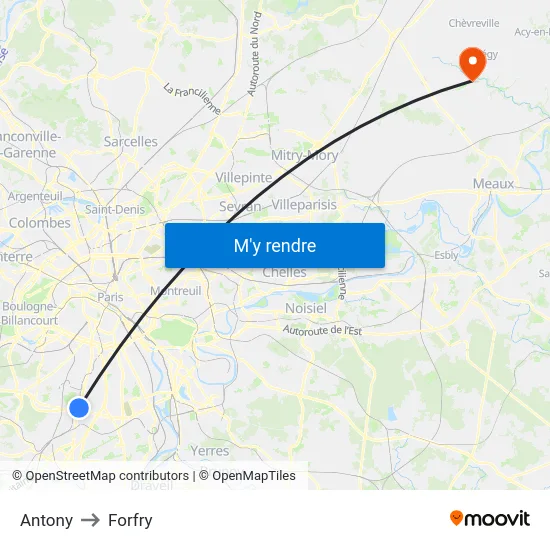 Antony to Forfry map