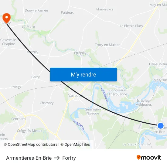 Armentieres-En-Brie to Forfry map