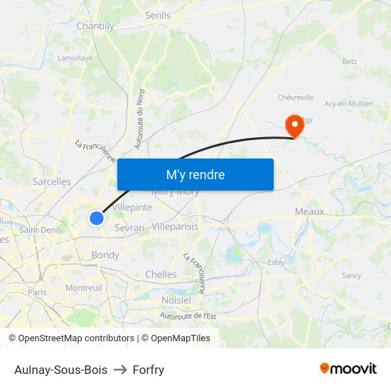 Aulnay-Sous-Bois to Forfry map