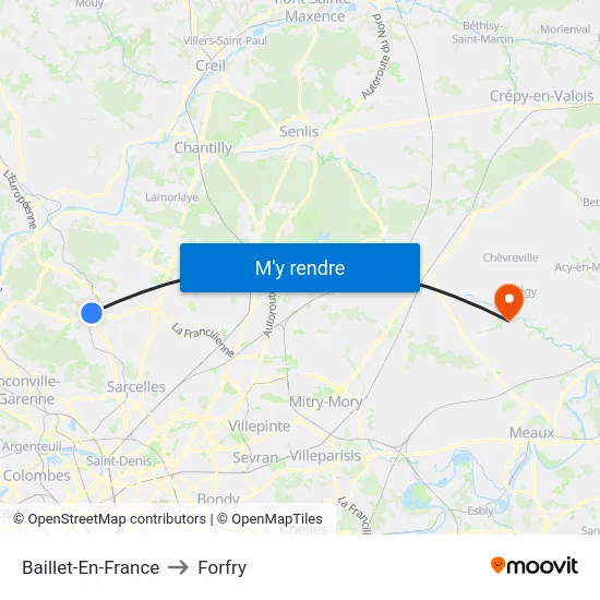 Baillet-En-France to Forfry map