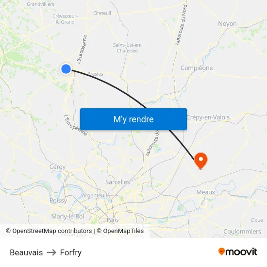 Beauvais to Forfry map