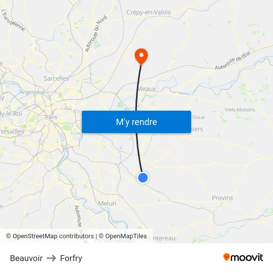 Beauvoir to Forfry map